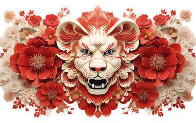 Happy Chinese New Year Banner with Zodiac Animal Delight Isolated on Transparent Background PNG.
