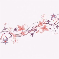 light lavender and pale salmon color floral vines boarder style vector illustration 
