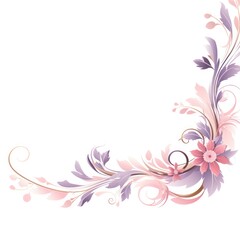 Fototapeta na wymiar light lavender and pale salmon color floral vines boarder style vector illustration 