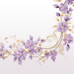 light lavender and pale slate color floral vines boarder style vector illustration