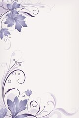 light lavender and pale slate color floral vines boarder style vector illustration
