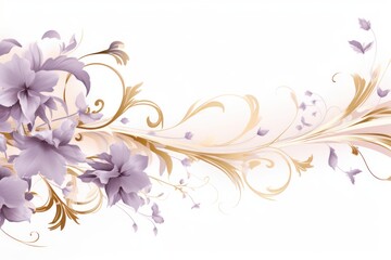 Fototapeta na wymiar light lavenderblush and pale gold color floral vines boarder style vector illustration