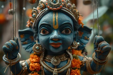 Obraz premium Indian traditional puppetry advocate promoting the cultural importance of puppetry