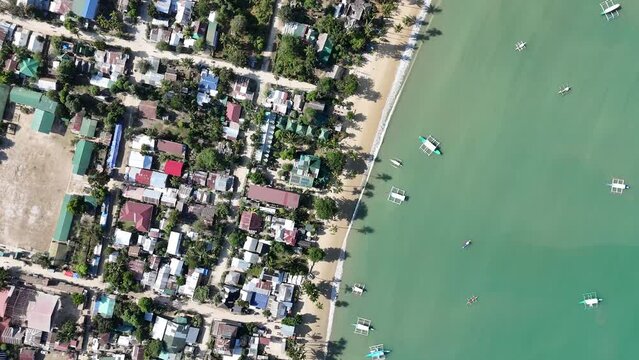 Top Down view of Port Barton Beach, Palawan Philippines