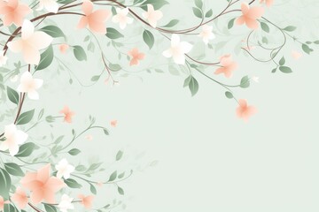 light mintcream and blush peach color floral vines boarder style vector illustration 