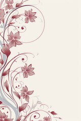 Fototapeta na wymiar light maroon and pale slate color floral vines boarder style vector illustration 