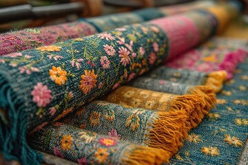 Fototapeta premium Indian traditional textile designer creating modern garments inspired by heritage fabrics.