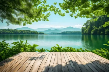 Tuinposter wooden pier on lake © Choose your images