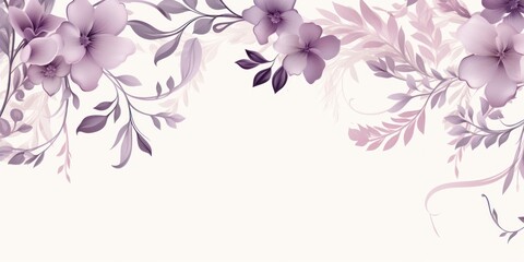 light mauve and blush lavender color floral vines boarder style vector illustration - obrazy, fototapety, plakaty