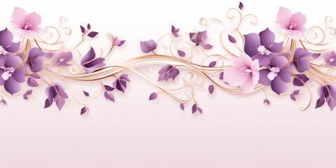 light mauve and blush lavender color floral vines boarder style vector illustration