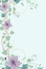 Obraz na płótnie Canvas light mintcream and blush peach color floral vines boarder style vector illustration 