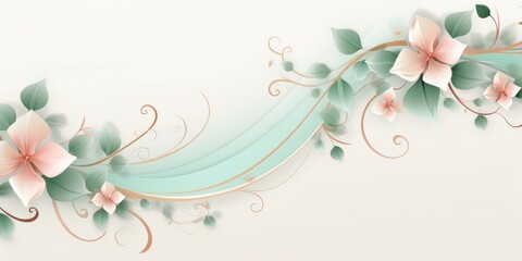 Fototapeta na wymiar light mintcream and blush peach color floral vines boarder style vector illustration 
