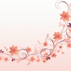 light peachpuff and pale salmon color floral vines boarder style vector illustration
