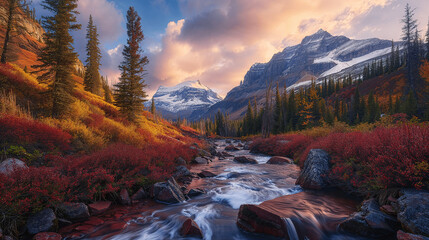 Autumn Mountain Stream with Vibrant Foliage