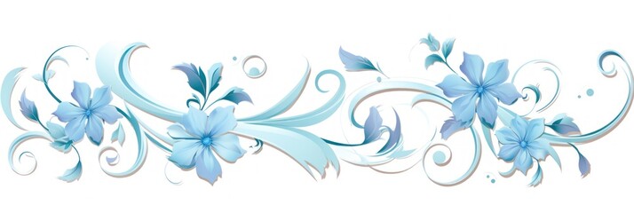Fototapeta na wymiar light periwinkle and pale aqua color floral vines boarder style vector illustration 