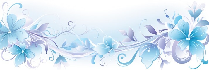 light periwinkle and pale aqua color floral vines boarder style vector illustration 