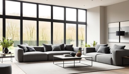 Modern Comfort: Light Living Room with Large Window