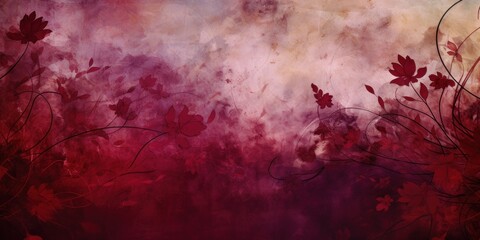 maroon abstract floral background with natural grunge textures 