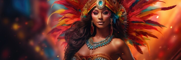 Bautiful Brazil woman in Rio carnival banner