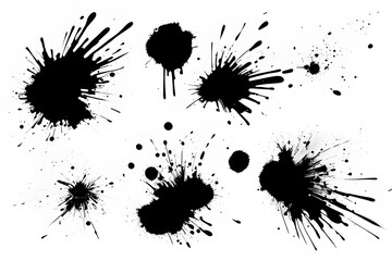 Big set of grunge splashes, paint splashes, stains on a white background, illustration. Playground AI platform.
