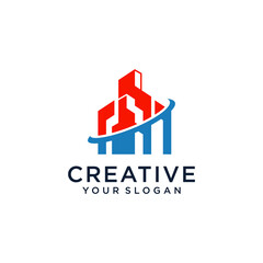 Fototapeta premium real estate logo design with building and house