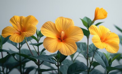 Yellow Hibiscus Flowers , white background