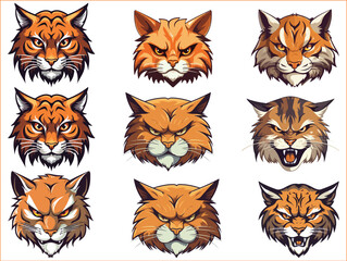 colorful cat head icon, Cute cat head icon