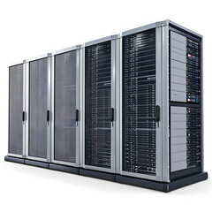 Energy-efficient data center isolated on white background, detailed, png

