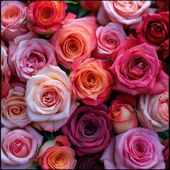 Multi-colored roses background in high resolution.