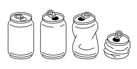 Crushed aluminum can outline drawing set
