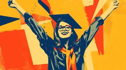 Woman in graduation cap, happy graduate