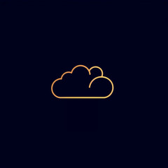 single line trendy minimalist cloud logo sign with silhouette for conspicuous flat modern logotype design