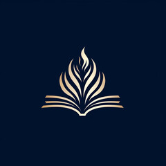 single line trendy minimalist book with plant logo sign with silhouette for conspicuous flat modern logotype design