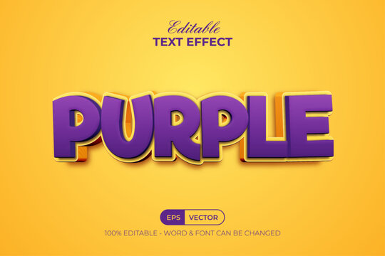 Purple Text Effect 3D Yellow Border Style. Editable Text Effect.
