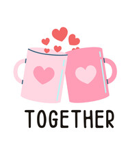 together, happy valentine's day, love, valentines day typography t-shirt design