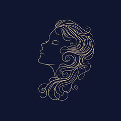 single line trendy minimalist elegant woman face in profile view logo sign with silhouette for conspicuous flat modern logotype design