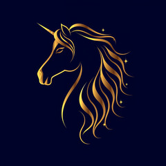 Obraz na płótnie Canvas single line trendy minimalist unicorn head logo sign with silhouette for conspicuous flat modern logotype design