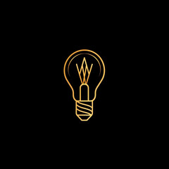 single line trendy minimalist bulb logo sign with silhouette for conspicuous flat modern logotype design