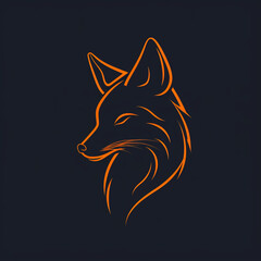Fototapeta premium single line trendy minimalist fox head logo sign with silhouette for conspicuous flat modern logotype design