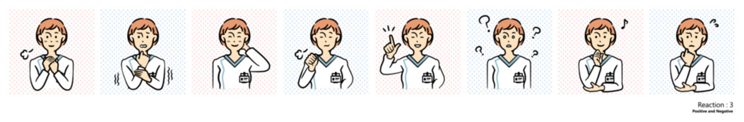 人物イラスト｜看護師（リアクション）