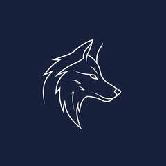 single line trendy minimalist wolf head logo sign with silhouette for conspicuous flat modern logotype design