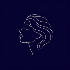 single line trendy minimalist elegant woman face in profile view logo sign with silhouette for conspicuous flat modern logotype design