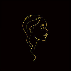 single line trendy minimalist elegant woman face in profile view logo sign with silhouette for conspicuous flat modern logotype design