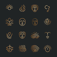 Fototapeta na wymiar single line trendy minimalist set of logo signs and symbols for conspicuous flat modern logotype design