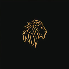 Fototapeta premium single line trendy minimalist lion head logo sign with silhouette for conspicuous flat modern logotype design
