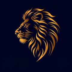 Fototapeta premium single line trendy minimalist lion head logo sign with silhouette for conspicuous flat modern logotype design