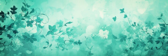 mint abstract floral background with natural grunge textures - obrazy, fototapety, plakaty