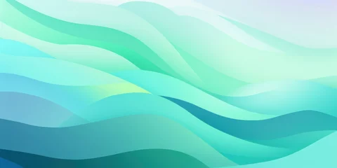 Fototapete Rund Mint green gradient colorful geometric abstract circles and waves pattern © Celina