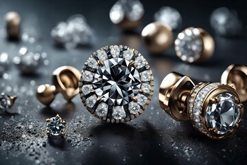 A composition highlighting the diversity of diamond earrings, the HD camera capturing their individual charm and sophistication in impressive