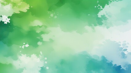 blue green and white watercolor background with abstract cloudy sky concept with color splash design and fringe bleed stains and blobs